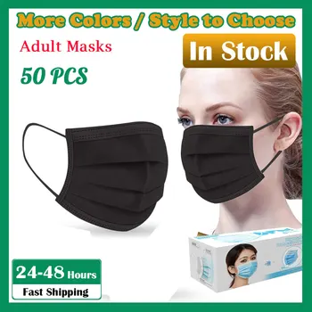 

In Stock Air Purifying Non-woven Face Mask Cover Anti-stof Veilig Ademend Anti Dust 3 Layer Mouth Filter Masks 50-100 pcs masque