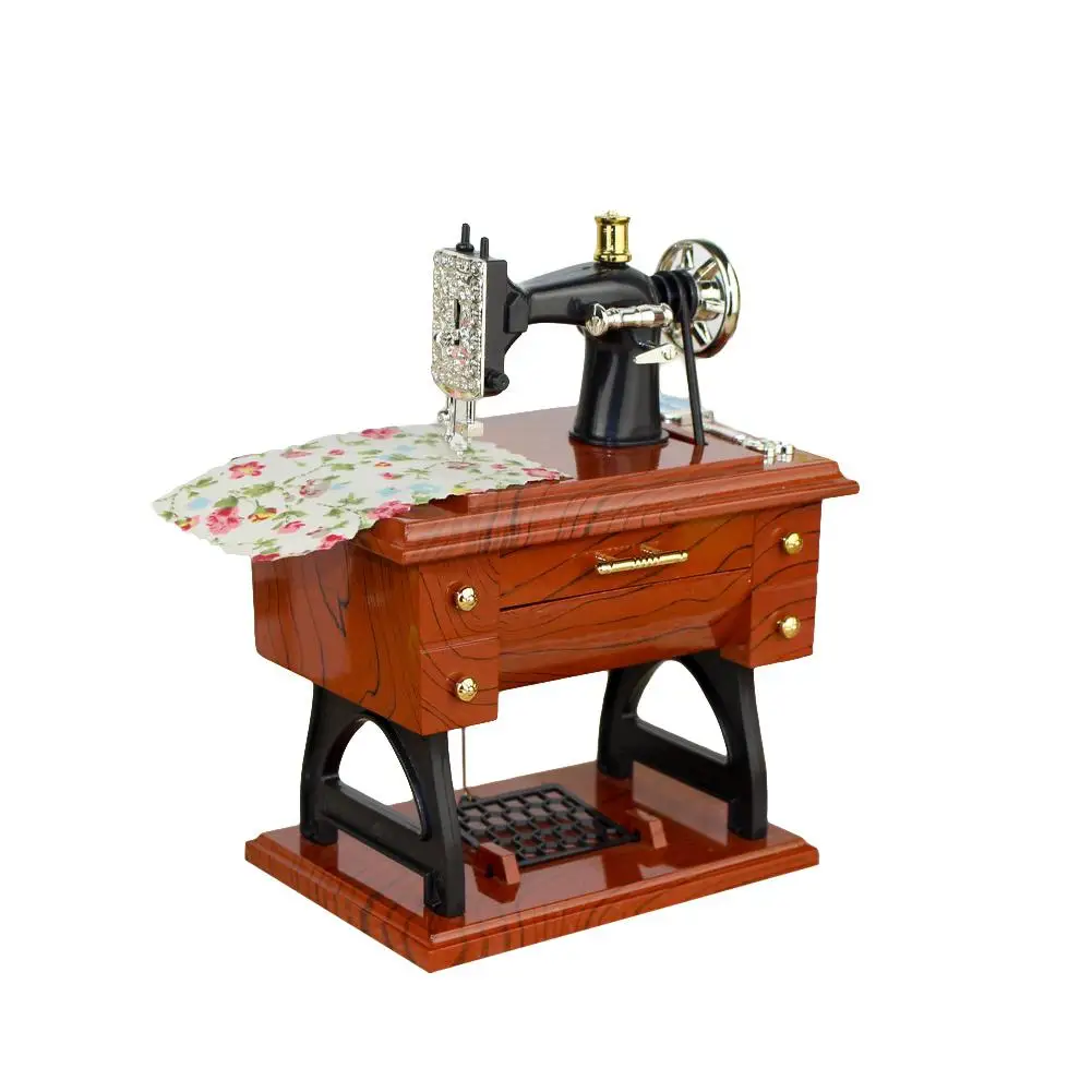 

HobbyLane Vintage Simulation Sewing Machine Music Box Retro Treadle Sartorius Decoration as Gifts