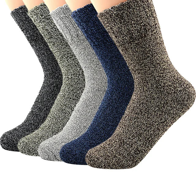 Men Socks Wool Cotton Casual High Quality Diamond pattern Men's Socks Winter thick warm 5 Pairs happy Socks Men Breathable 5 Pairs A