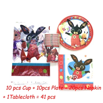 

41pcs Bing Rabbit Theme Birthday Party Decorations Supplies Cup Plate Napkin Tablecloth Baby Shower Disposable Tableware Supply
