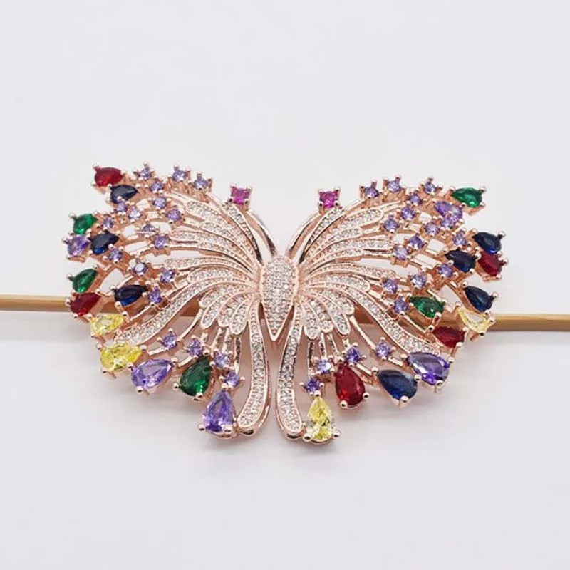38X66MM Women's High Quality Classic butterfly with CZ jewelry accessories, brooch tassel dual purpose