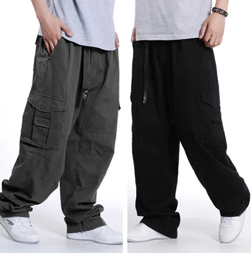 

Plus Size Harem Cargo Pants Men Casual Hip Hop Pants Cotton Loose Baggy Joggers Streetwear Trousers Wide Leg Pants Man Clothing