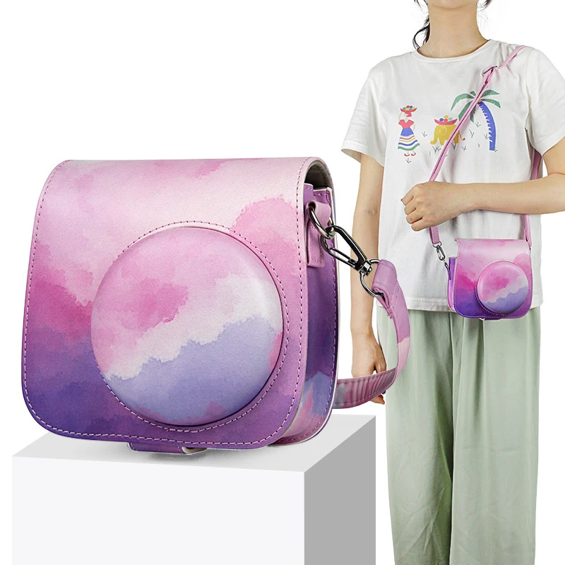 

Leather Instant Camera Bag PU Cover Protective Case Colorful fantasy clouds Polaroid bag for Fujifilm Instax Mini 8/ MINI8+/ 9