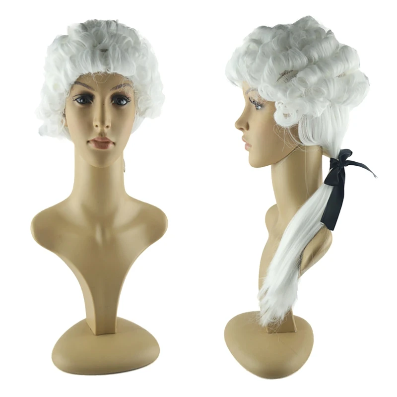 Парики для косплея белый костюм защитника аксессуары парик для мужчин и женщин костюм синтетические вьющиеся волосы женщина Взрослый Хэллоуин