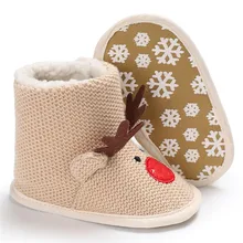 Рождественские теплые зимние ботинки с рисунком оленя для маленьких девочек и мальчиков; детская обувь;#3S24