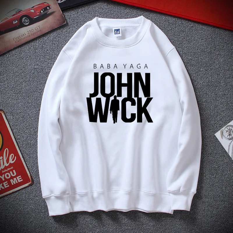 Новая зимняя уличная толстовка с капюшоном John Wick Chapter 3 Keanu Reeves Модная хлопковая толстовка с капюшоном Sudadera hombre - Цвет: white