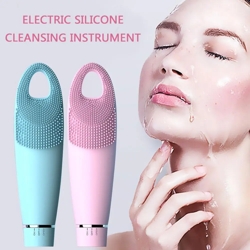 

Portable Silicone Electric Cleansing Brush Waterproof Ultrasonic Deep Massage Vibration Cleaner Washing Face Brush D1M0
