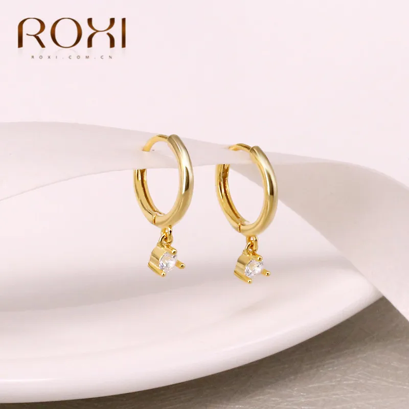ROXI 925 пробы серебряные гипоаллергенные серьги, циркониевые серьги-гвоздики для женщин, корейские ювелирные изделия, свадебные серьги, маленькие серьги-гвоздики