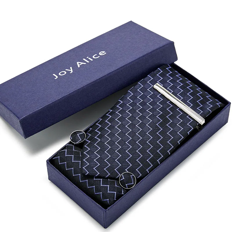

Gift box Plain Striped Tie Men's 8cm Silk Necktie Set Blue Green Purple Gray Red Wedding Solid Tie Hanky Cufflinks&Clip Set