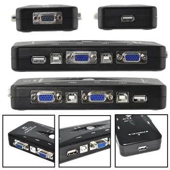 

Universal 4 Port Hub USB 2.0 KVM SVGA VGA Switch Box Monitor Adapter Connect Printer Intelli Keyboard Mouse Sharing HC Whol
