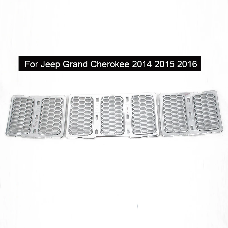 SHINEKA Автомобильная наклейка для Jeep Grand Cherokee-+ передняя решетка декоративная крышка оригинальные модели для Grand Cherokee - Название цвета: 2014-2016 Chrome