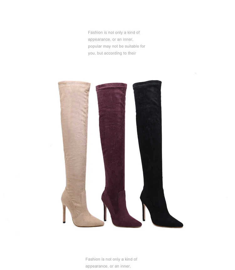 Fashion Stretch women's high boot elastic high heel long boots Female Over the knee thin heels women's shoe