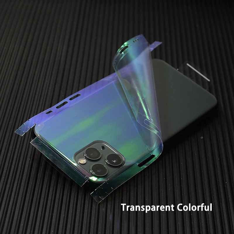 Clear Colorful Прозрачная 3D пленка из углеродного волокна, пленка для телефона, задняя наклейка для iPhone 11 Pro XS MAX XR X 8 7 6 6S Plus, прозрачная наклейка - Цвет: Clear Colorful