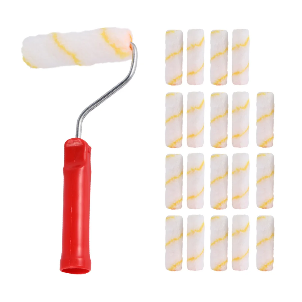 1 Juego de 21 Uds. De Mini pinceles de pintura duraderos cuadro de pared profesional, rodillo, cubierta de rodillo de pintura para el hogar, pared para oficina (rodillo de 20 piezas Uds.