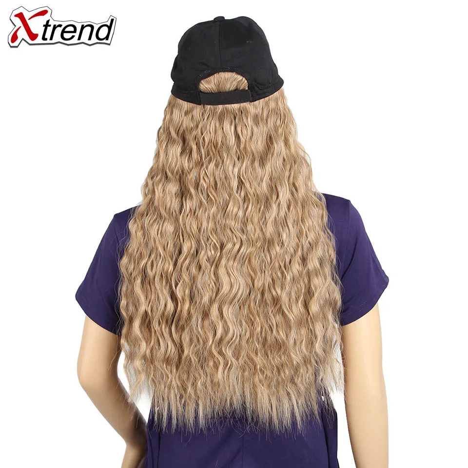 Xtrend, синтетический парик, длинные волосы, удлинение, бейсбольная кепка, шапка для женщин, девушек, черный, коричневый, блонд, цвета