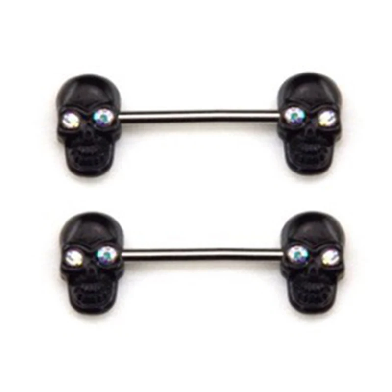 1pc Alloy Black Skull Piercing Jewelry Nipple Bar Barbell Body Accessory Metal Ring Boucle Stainless Steel | Украшения и