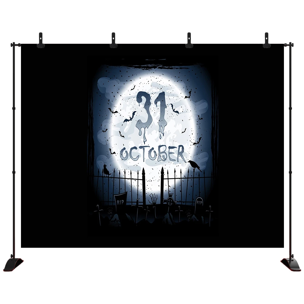 

Halloween full moon Backdrop tombstone Halloween date Photography Background For Photo StudioProps