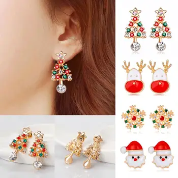 

QIFU Santa Claus Snowman Necklace Snowflakes Eardrop Merry Christmas Decor for Home 2020 Christmas Gift Xmas Decor New Year 2021