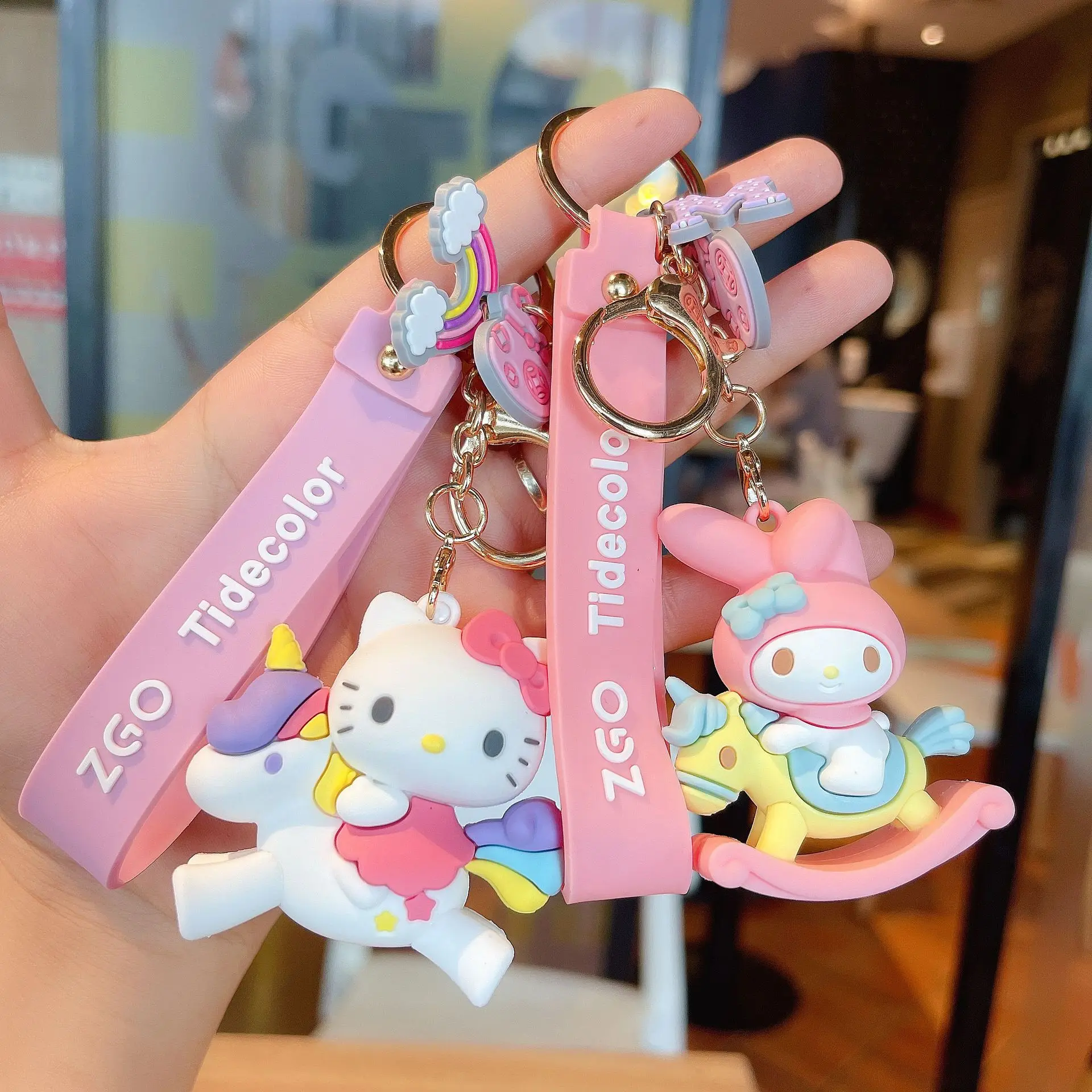 Sanrio – porte-clés Hello Kitty, mignon, décoration de sac à dos pour  filles, pendentif clé de voiture, cadeau pour fille, Anime, breloques