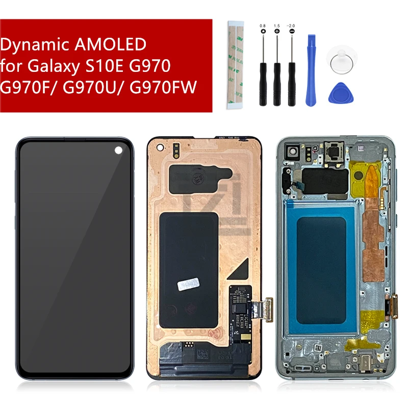 Сенсорный экран с дигитайзером в сборе для Samsung Galaxy S10 e LCD G970F/DS G970U G970W SM-G9700 рамкой |
