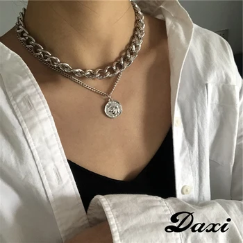 

DAXI Trendy Gold Chain Layered Necklaces For Women Pendant Necklace Anhänger Halskette 2020 Schmuck Geschenk Thick Necklace