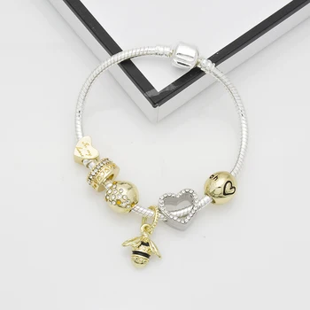 

wholesale New arrive golden beads Love spring charm bracelet ladies fashion bracelet charm DIY bracelet gift