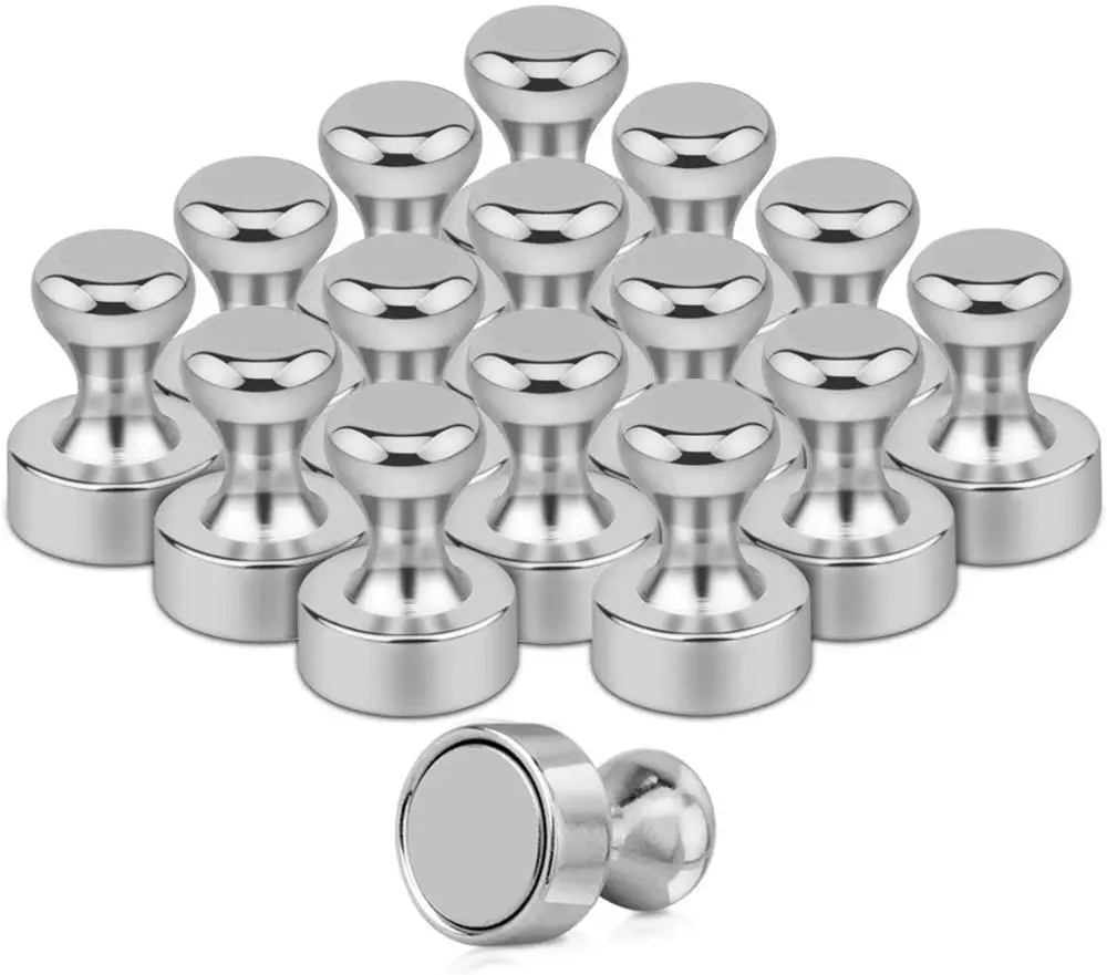 

16pieces Magnetic Push Pins, Refrigerator Magnets, Brushed Nickel Push Pin Magnets Perfect for Fridge Magnets, Office Magnets