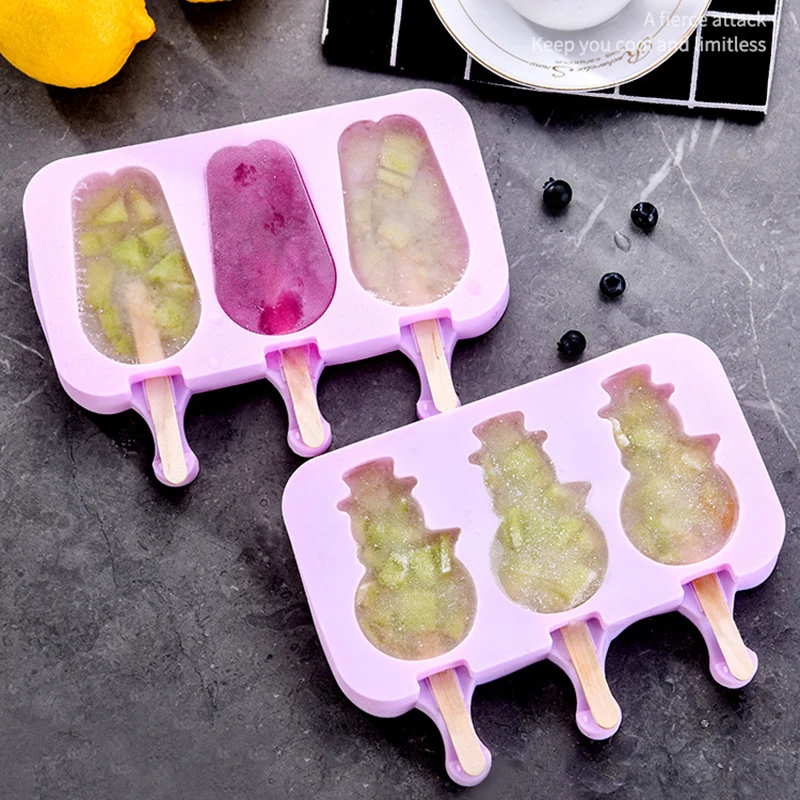 Silicone Ice Cream Mold Catoon Snowman Popsicle With 50pcs Wooden Sticks Household Kids Hand Crafts | Дом и сад