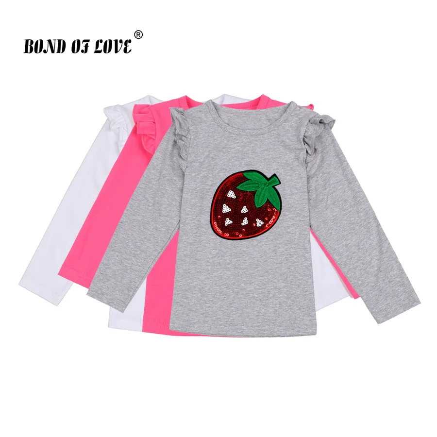 

Kids Girls Long Sleeve Strawberry pattern Children's T-shirt Bottoming Shirt Spring and Summer Autumn T-shirt Children Clothes