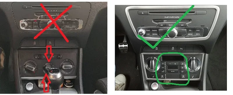 Audi Q3空调仪表板如果是旋钮，A03 A06都是不能安装