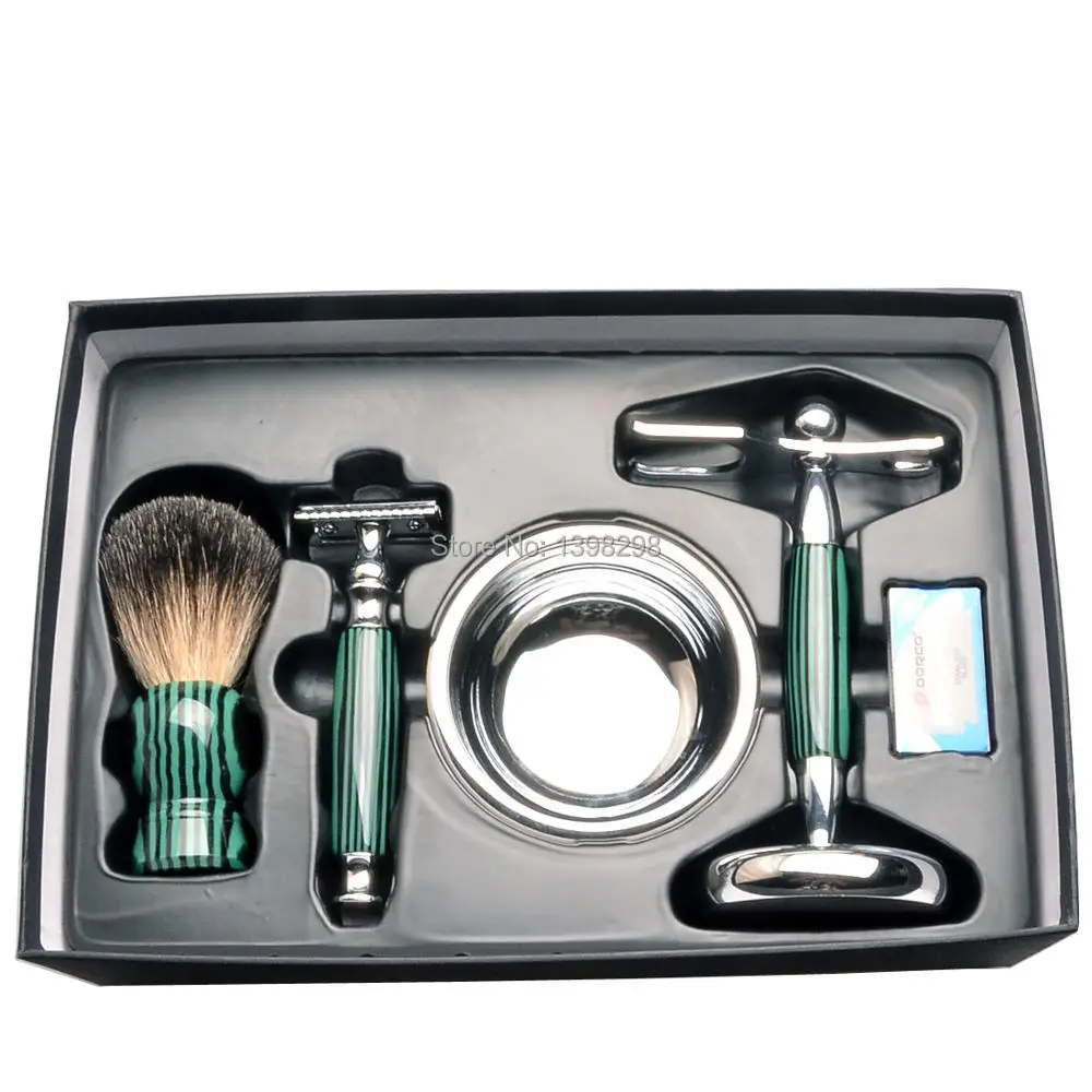 

CSB Black Badger Hair Shaving Brush Set Beard Shaving Brush, DE Razor,Stand Holder And Bowl Gift Kit