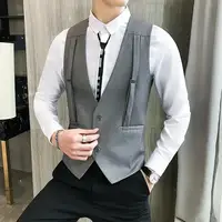 Men's Slim Vest Fashion Simple Wedding Suit Business Casual Vest Sleeveless Vest 2