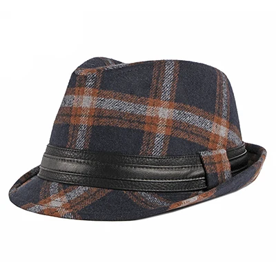Осень зима мужские женские шляпы-федоры Jazz cap s Досуг решетки Чародейка Fedora Мужская шапочка из спандекса шляпа церковная шляпа винтажная шляпа полосатая шапка - Цвет: 2