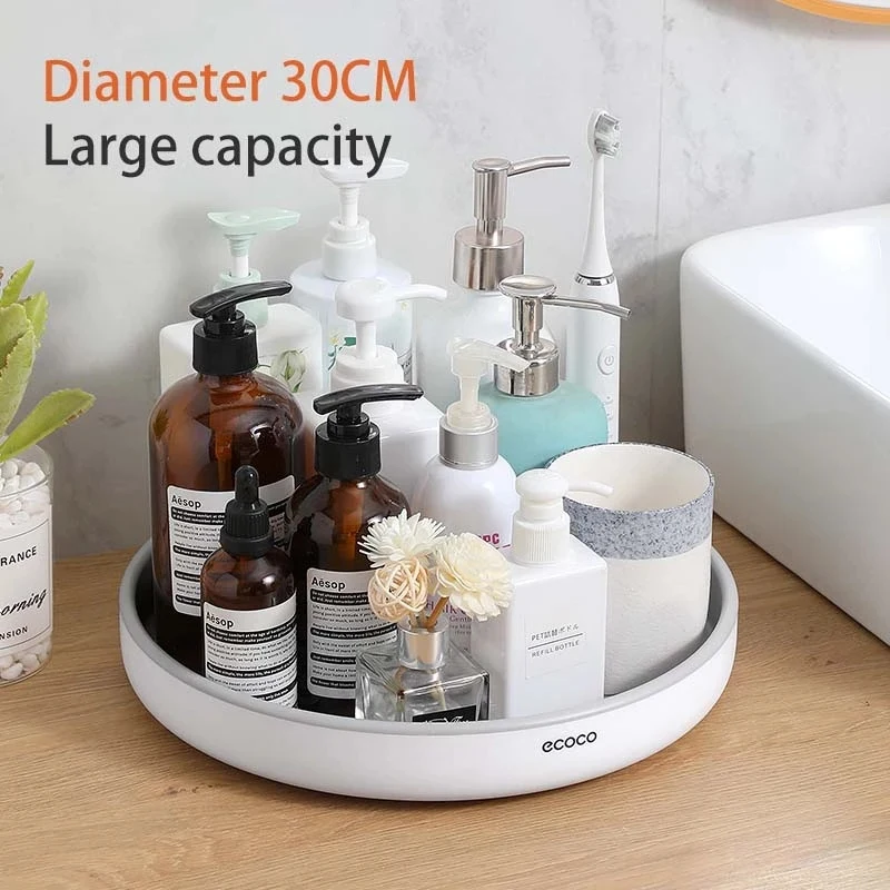 360° Rotating Storage Tray Round Spice Drink Cosmetic Rack Bedroom Turntable Table Decorative Display Organizer Holder | Дом и сад