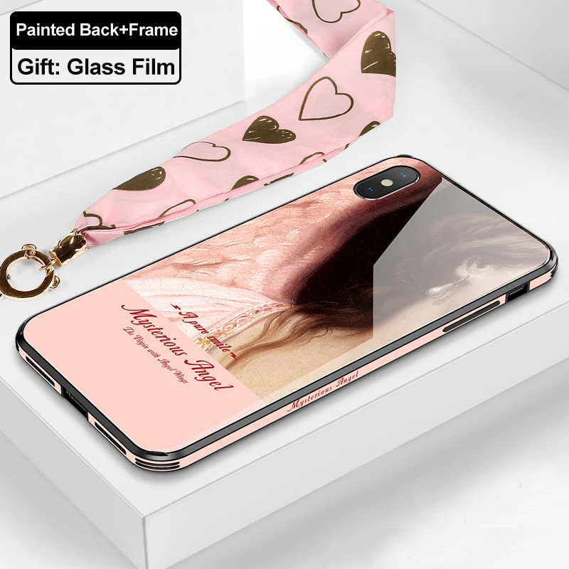 tianshi Для iphone X XS Max XR 6d чехол из закаленного стекла с рисунком задняя панель+ рамка Взрывозащищенная стеклянная крышка для iphone xs max стеклянный чехол - Цвет: tianshi