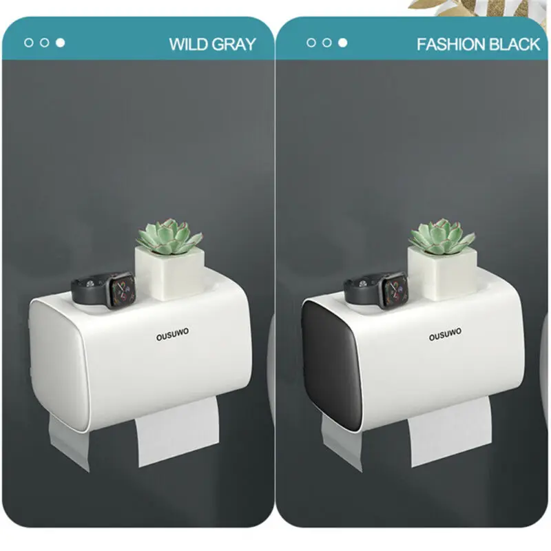 WC Papierhalter mit Feuchtpapierbox Toilettenpapierhalter Feuchttuch Box Ablage