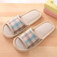 Couples Home Slippers Women Men Shoes Fashion Casual Couples Gingham Home Slippers Indoor Floor Flat Shoes#40