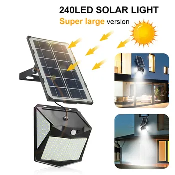 

240LED Solar Light Outdoor Lighting Super Large Light with IP65 Wireless Motion Sensor Waterproof Wall Light 3 Lighting Modes