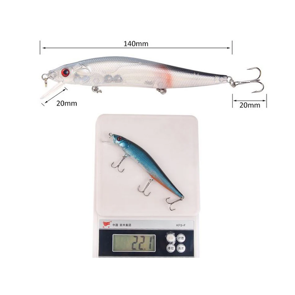 1 Шт. 14 см 22.1 г Topwater Wobblers 3D Глаза Рыболовные Приманки Минноу Твердые 3 рыболовные