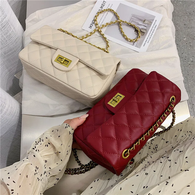 

Graceful Rhombus Chain Bag Women's 2020 New Style Korean-style Shoulder Square Sling Bag Summer Versatile Shoulder Bag