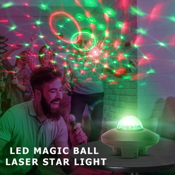 

LED Starry Sky Laser Rotation Light 24 Patterns Sound Remote Controlsmall magic ball light colorful rotating light stage light