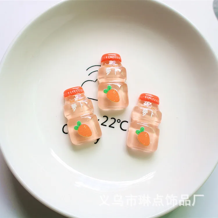 20Pcs Sweet Simulation Fruit Drink Bottle Cute Candy Flatback Resin Cabochon Embellishment for Scrapbooking DIY Accessories