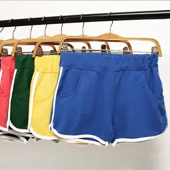 

Casual Pocket Spatchwork Chamber Solid Black Mini Shorts Women Soft Elastic Waist Indoor Shorts Female Summer Women's Clothing