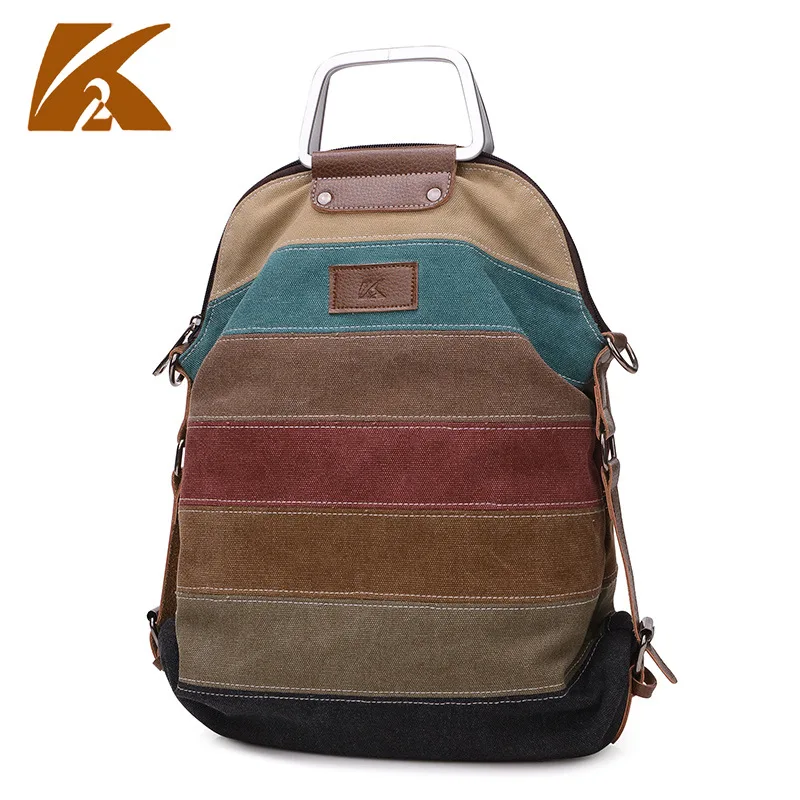 

Contrast Color Crossbody Bag Korean-style Women's Canvas Backpack Large Capacity Hand Three-purpose Bag Multi-functional Backpac