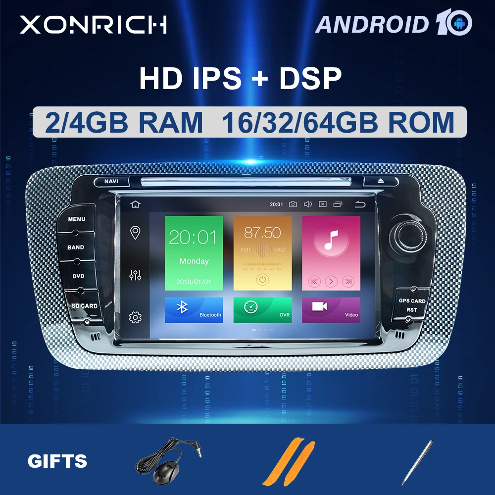 Автомагнитола IPS DSP 64 ГБ 2 Din Android 10 для Seat Ibiza 6J MK4 sportкупе Ecomotive Cupra 2009-2013 мультимедиа