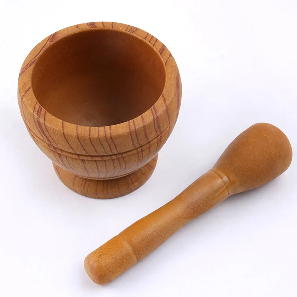 Wood grain Полимерная дробилка для специй Пест и ступа прочные практичные перцы для приготовления пищи Ресторан чеснок чаша с давилкой пряности для кухни инструмент - Цвет: Wood grain