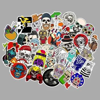 

100 PCS Stickers Skull Theme Decorative Graffiti Sticker Car Refrigerator Dead Fly Skateboard Waterproof Sticker