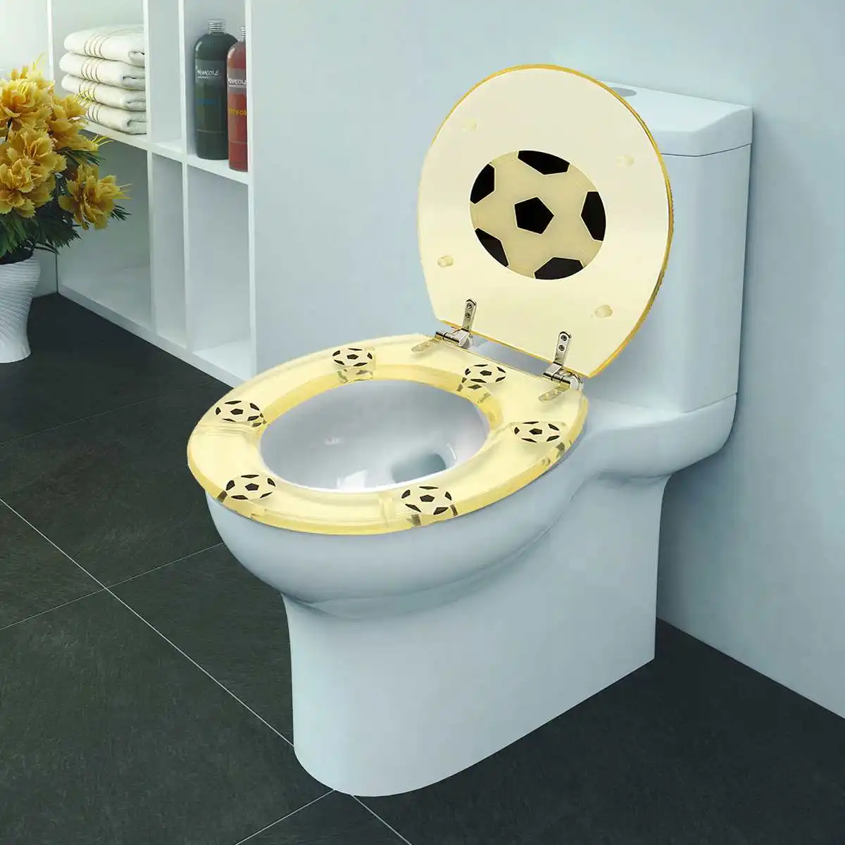 Football Medium Density Fiberboard MDF Toilet Seat Cover Slowly Drop Bathroom Toilet Lid Bathroom Seat Replacement Accessories