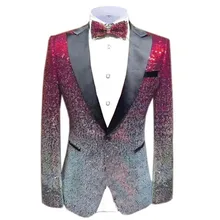 1 Pieces Shiny Sequin Mens blazer Suit Slim Fit Peak Notch Lapel Tuxedo for Party Wedding Banquet Nightclub Blazer