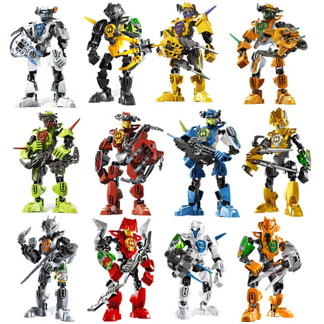 

12pcs Hero Factory Star Warrior Soldiers Bionicle Surge Evo Stringer Robot Figures Building Block Compatible With Toys